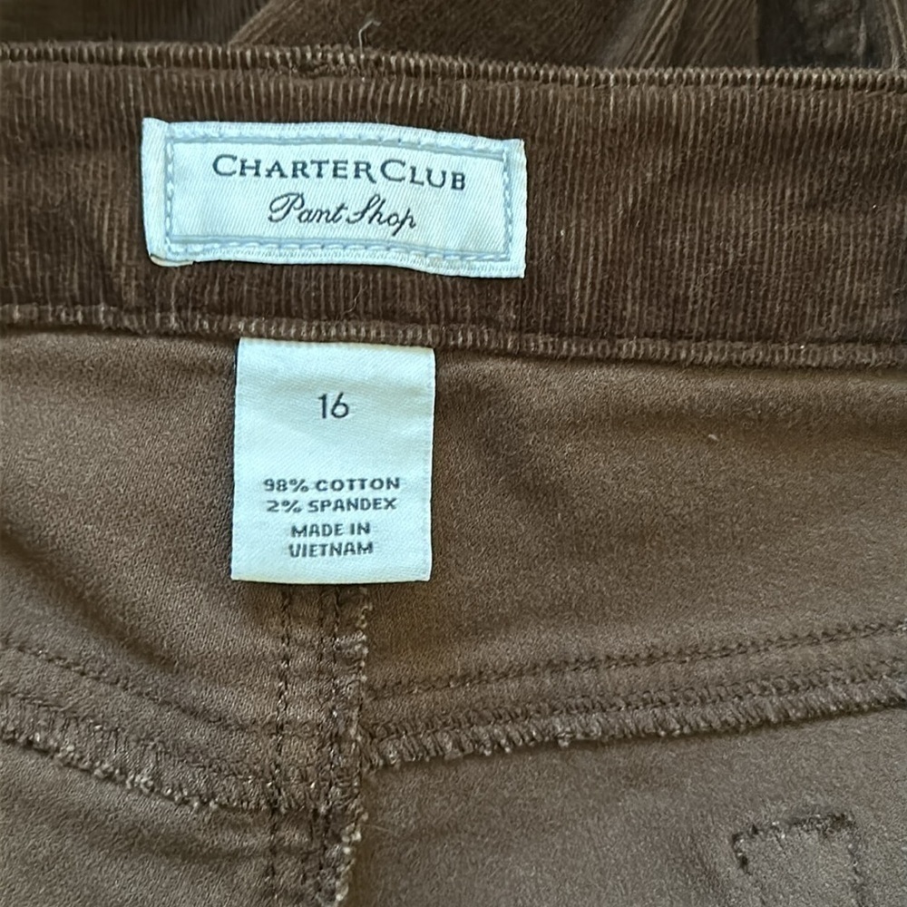NWT Tummy Slimming Corduroy Slimming Panels Relaxed Walnut Brown Charter Club 16 - Picture 6 of 8
